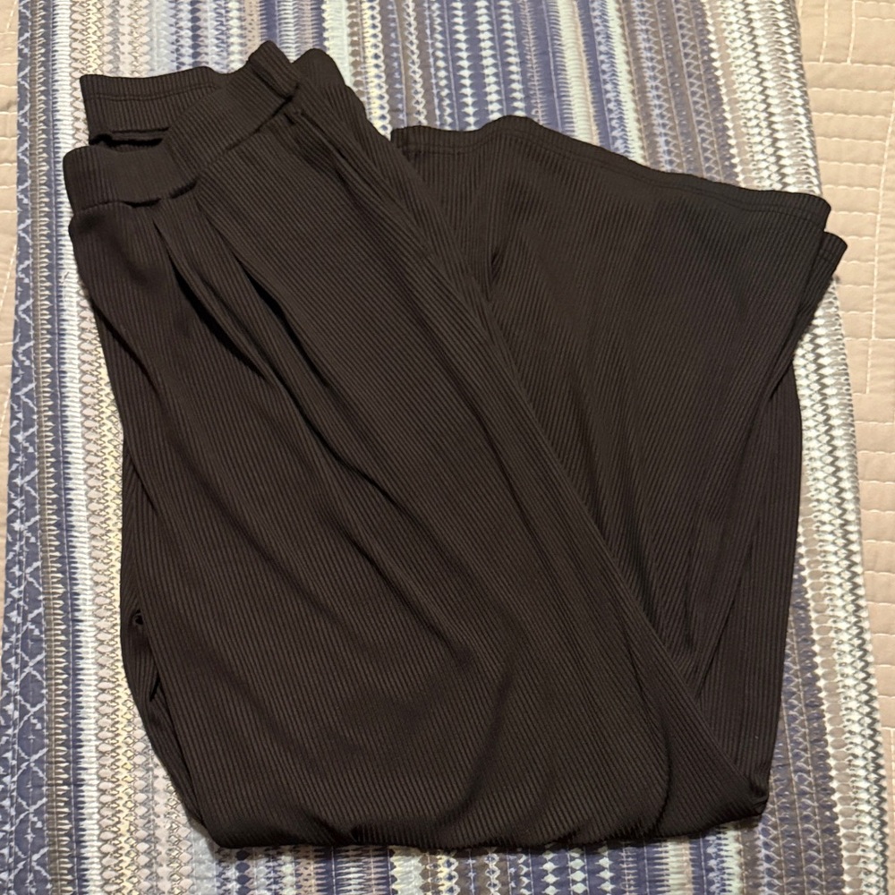 Ribbed Black Pants Size XL Stretchy Comfortable Leggings Casual Trousers